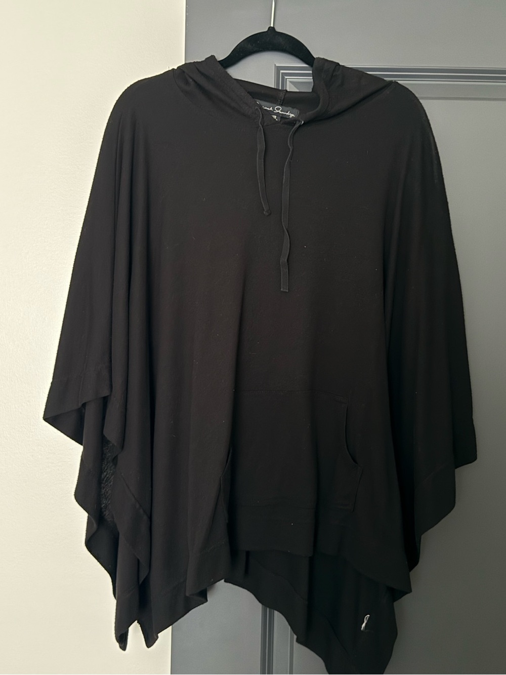 French Laundry - Black Hooded Poncho Sweatshirt - OS
